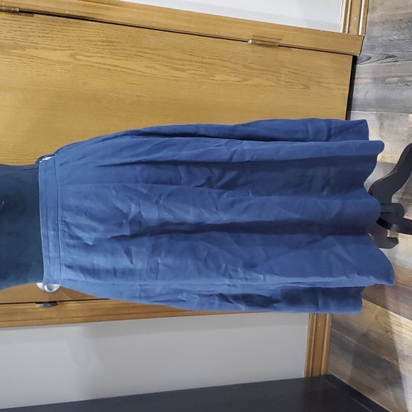 Rosso35 blue linen midi skirt with pockets - Picture 1 of 6